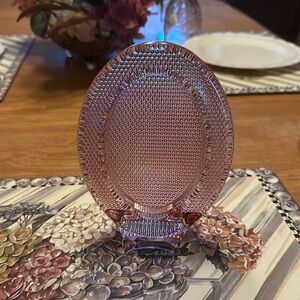 Pink Glass oval picture frame, vintage, cottage, living room, bathroom, home